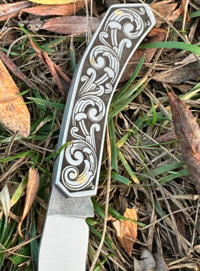Handmade Engraved Folding Knife: Turkish Style Collectible Pocket Knife - Image 3