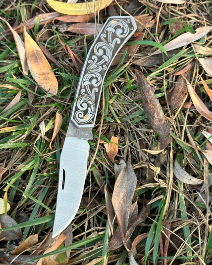 Handmade Engraved Folding Knife: Turkish Style Collectible Pocket Knife - Image 4