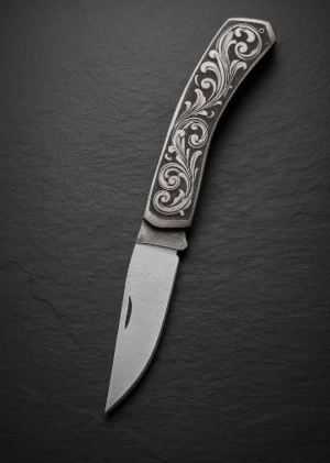 Handmade Engraved Folding Knife: Turkish Style Collectible Pocket Knife