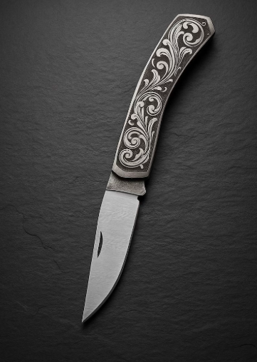 Handmade Engraved Folding Knife: Turkish Style Collectible Pocket Knife