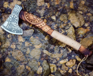 Custom Nordic Viking Ax | Hand-Forged Carbon Steel Hatchet | Norse Art Blade for Display or Gift for Men, Hiker, Hunter Adventure Collector