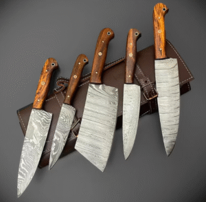 Hand Forged Damascus Steel Chef Knife Set, Kitchen Knives | Chef Knives Set, Handmade 5 Pcs Luxury Damascus Knife Gift for him, Gift for her