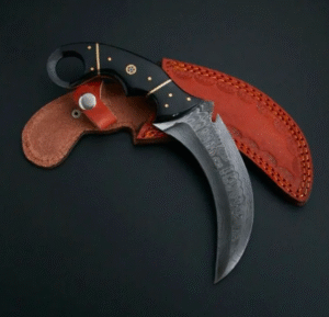 Custom Handmade Damascus Steel Karambit Hunting Knife With Leather Sheath | Best Gift For Him