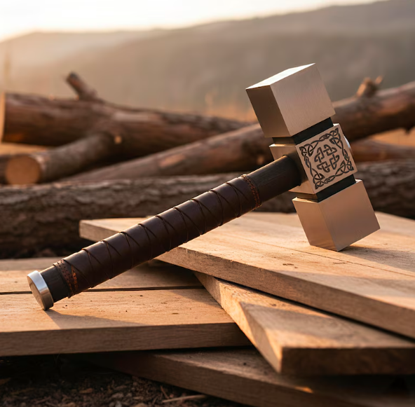 Handmade Celtic Knotwork Design Viking Hammer Camping Hatchet