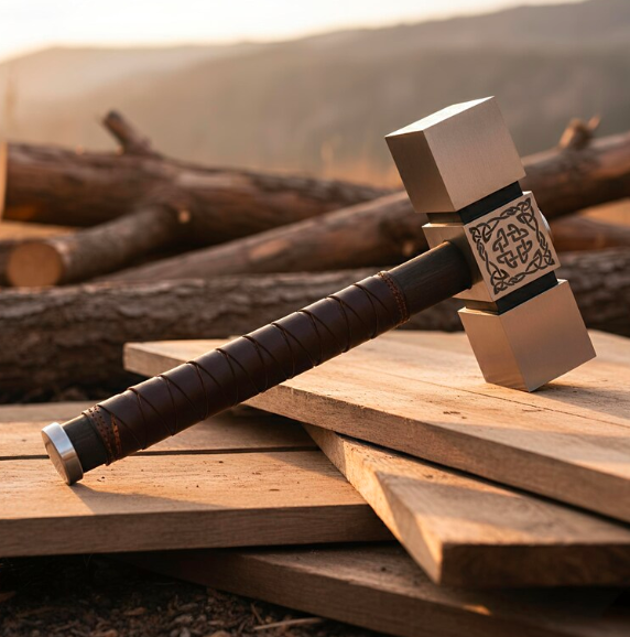 Handmade Celtic Knotwork Design Viking Hammer Camping Hatchet - Image 2