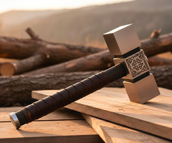 Handmade Celtic Knotwork Design Viking Hammer Camping Hatchet - Image 4