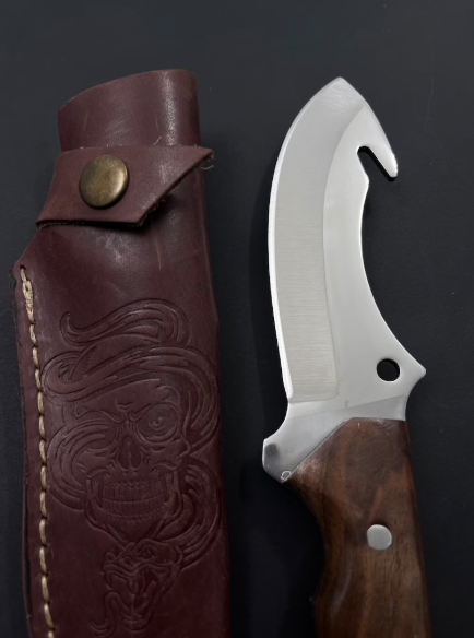 Handmade Gut Hook Hunting Knife: Monogram Engraved Bushcraft Knife - Image 3