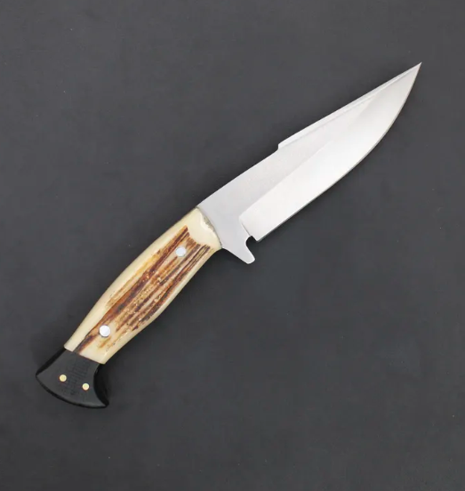 Handmade Deer Horn Skinner Knife: Full Tang Camping/Hunting Knife with Leather Sheath - Image 4