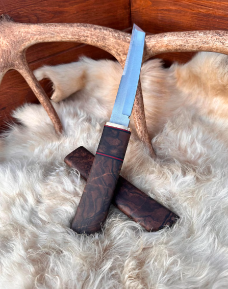 Handcrafted N690 Steel Tanto Knife: Black Walnut Handle, Collectible