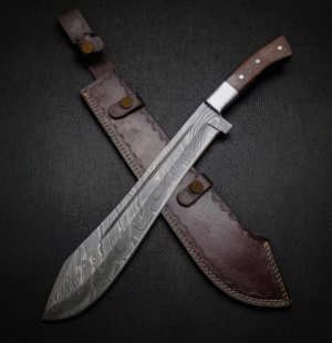 You said: Handmade Damascus Steel Machete: 18'' Hunting Blade with Leather Sheath