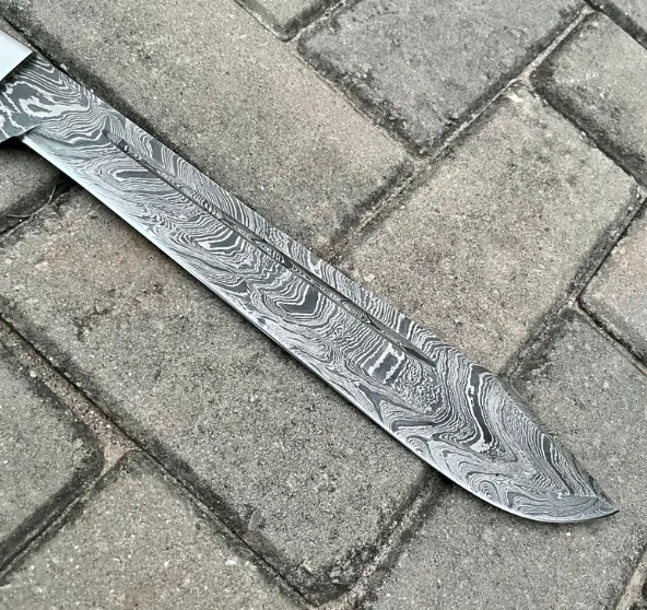 Handmade Damascus Steel Machete | Custom Forged Blade | Densified Wood Handle | Gift for Him - Image 4