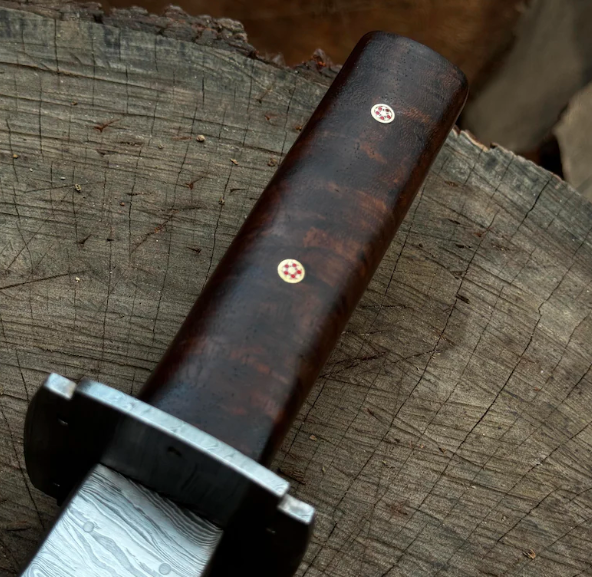 Handmade Damascus Steel Katana Style Hunting Machete Knife Tanto Knife and Leather Sheath - Image 3