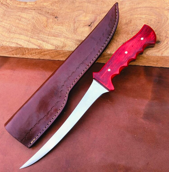 Handmade D2 Steel Fillet Knife with Leather Sheath - Image 4