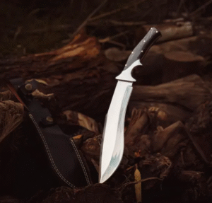 Handmade Hunting Bowie Knife – Full Tang Stainless Steel Blade with Bull Horn Handle & Leather Sheath – Survival and Camping Knife