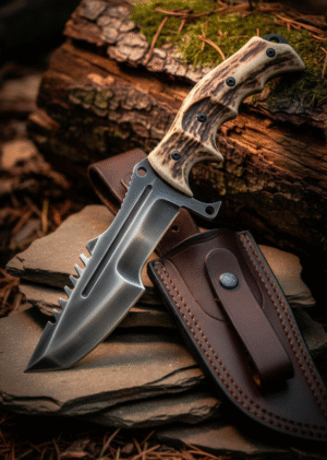High-Performance D2 Steel Damascus Knife with Stage Handle Hunting Knife